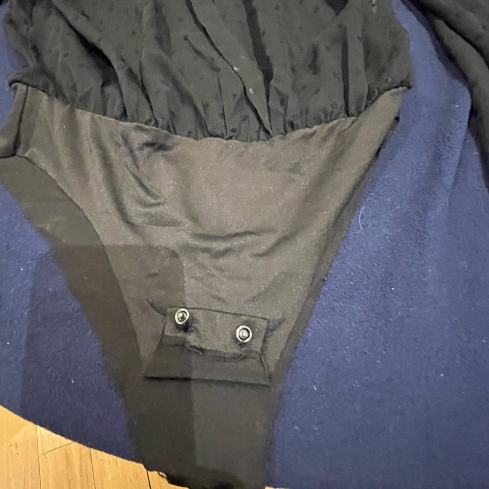 Stradivarius Sheer Black Polka Dot Bodysuit - Picture 6 of 8